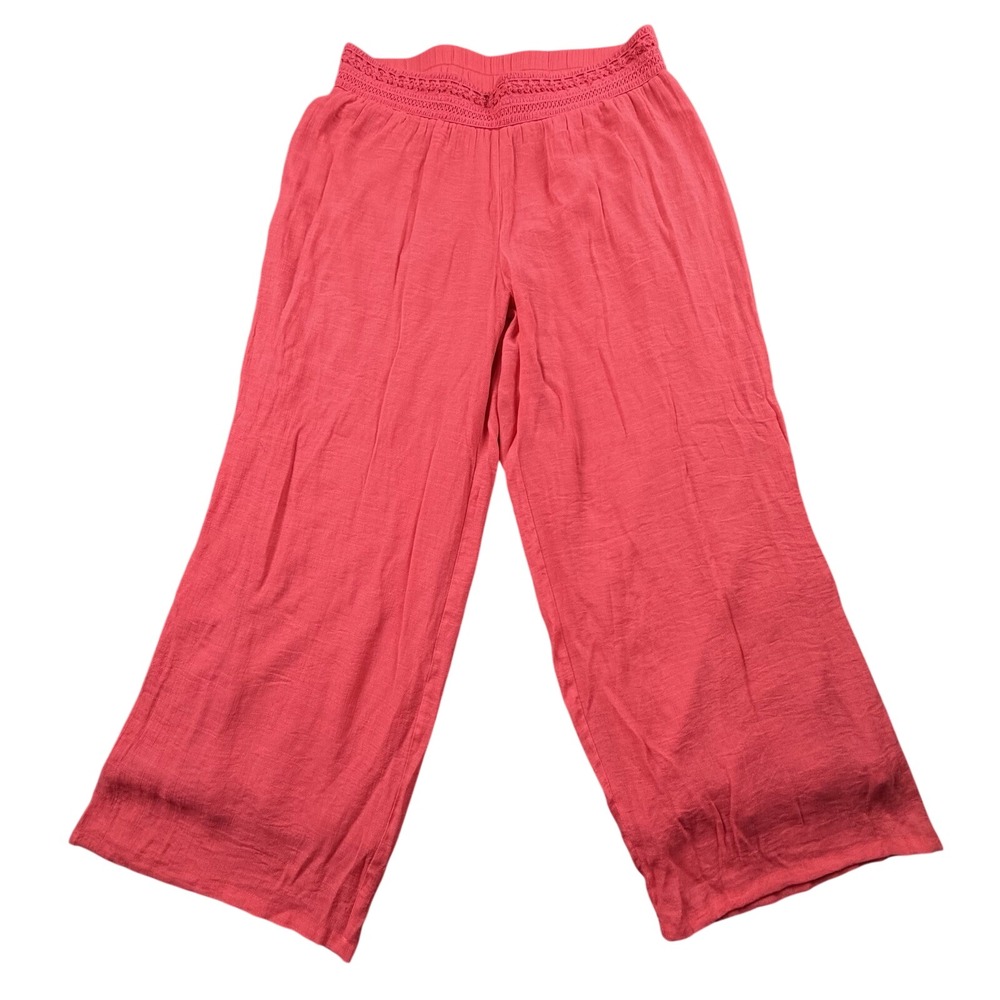 Zac & Rachel Petite Coral Pull‎ On Wide Leg Pants Lined Size PL